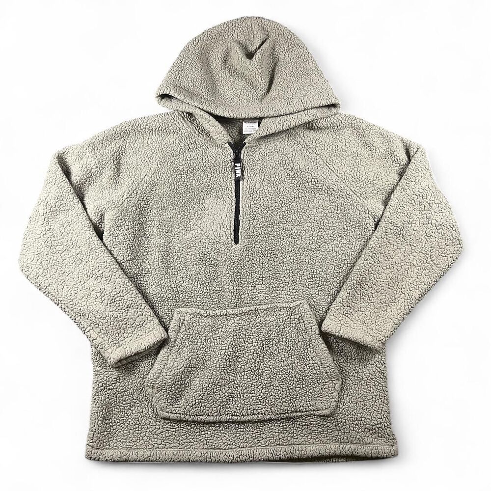 Victoria-s-secret Women's Grey and Cream Hoodie